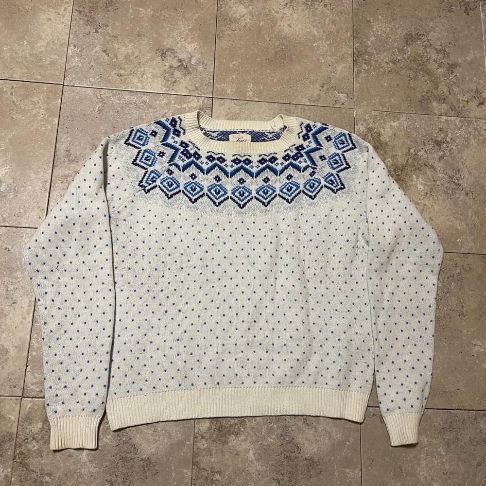 Levi's Ivory and Navy Patterned Crewneck Sweater